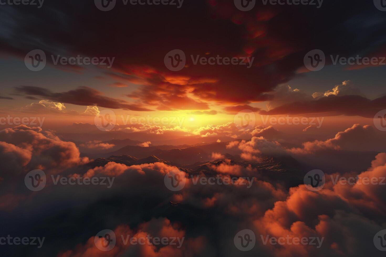 Sunset in the clouds. . photo