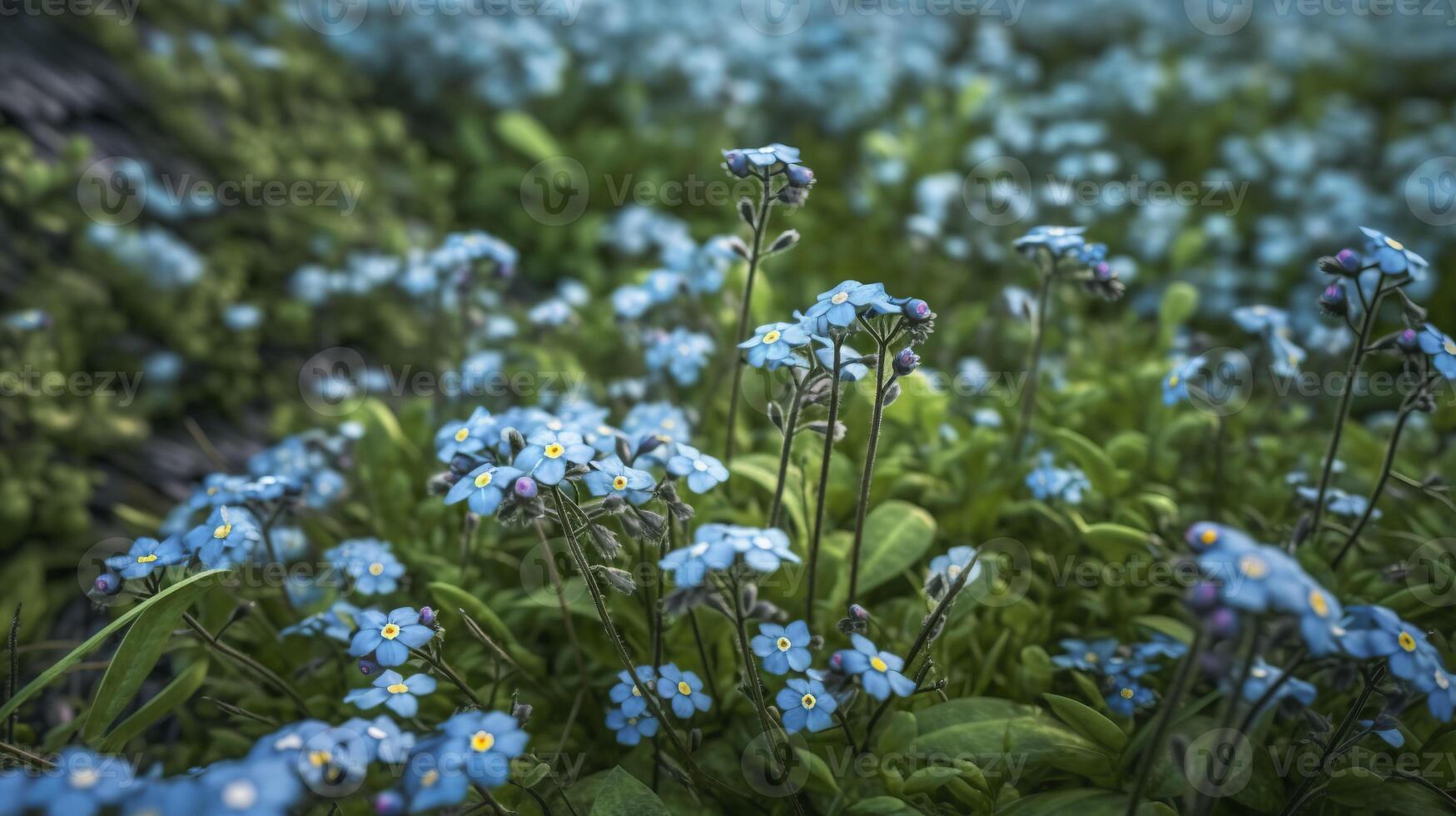 Forget-me-nots in bloom. Floral background. . photo