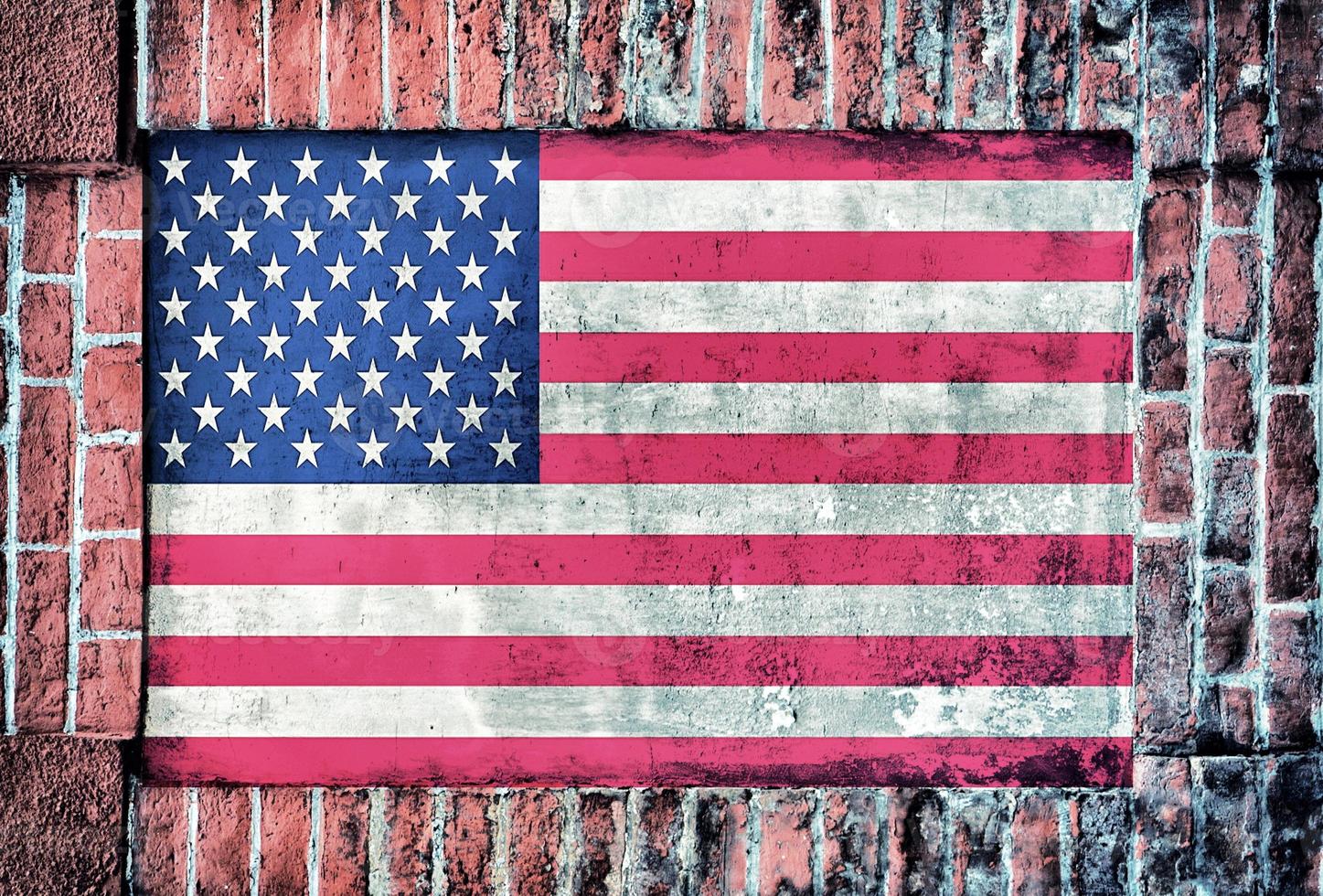 USA flag on brick wall photo