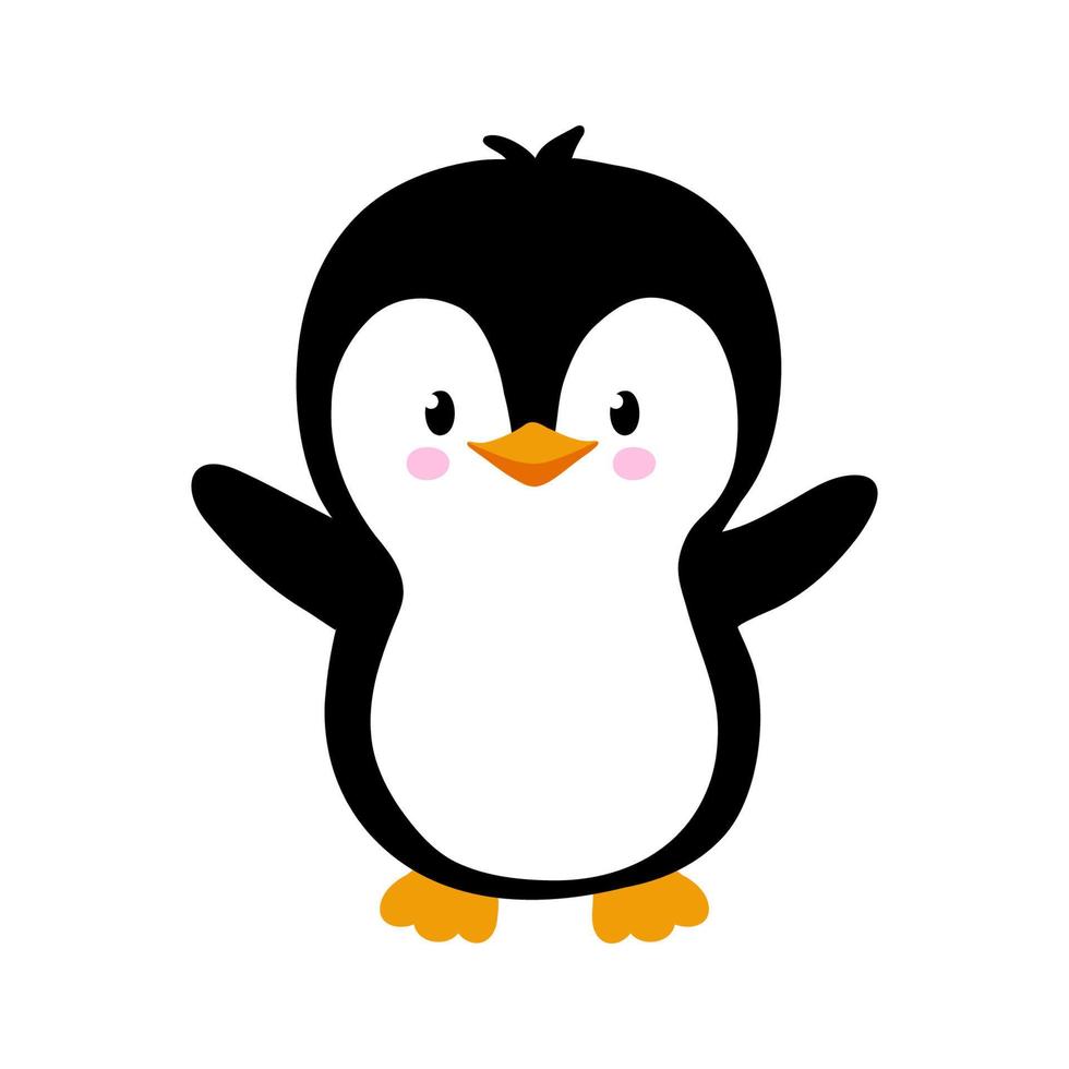Vector illustration of cute little baby penguin isolated on white