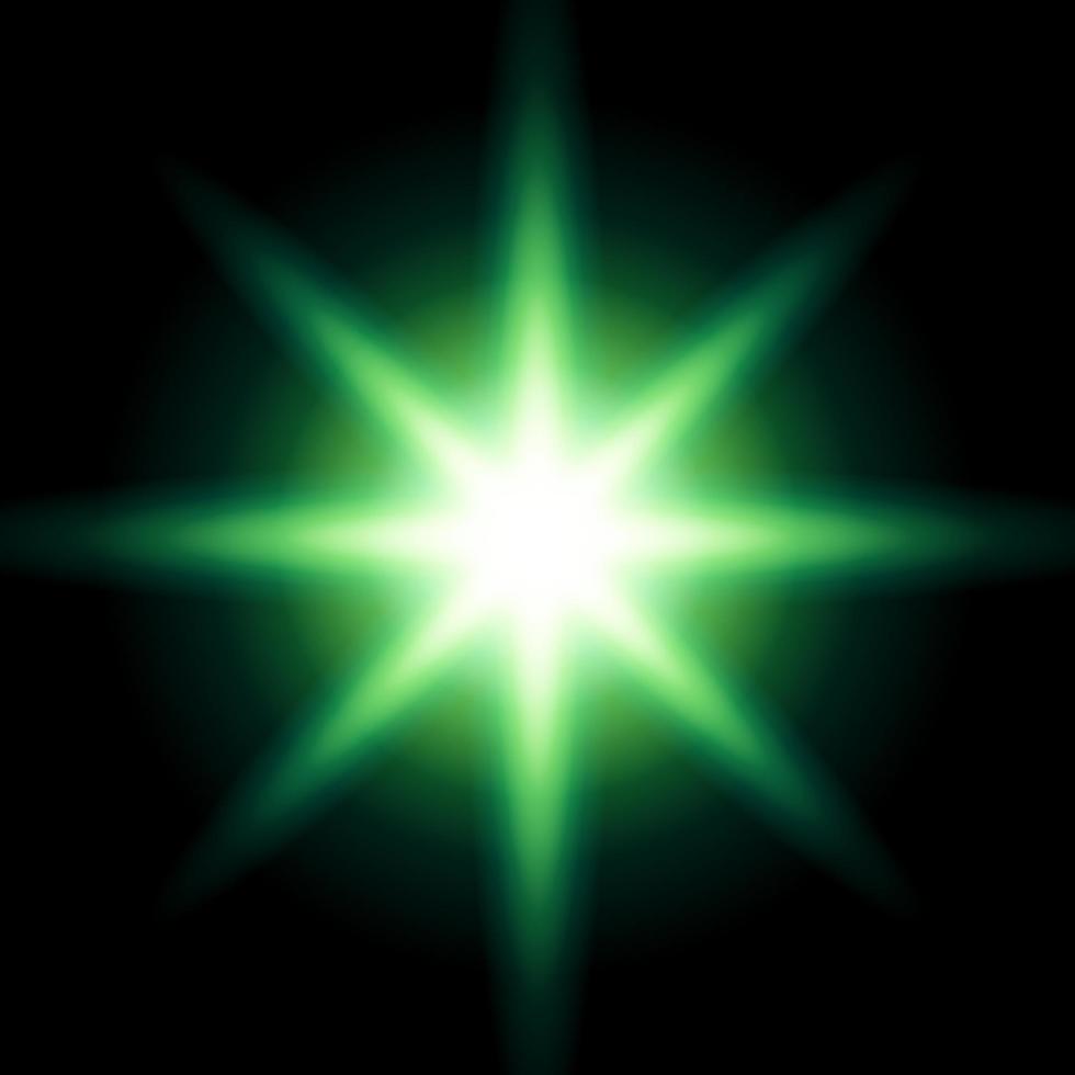 Green Light Flare Special Effect. Vector Illustration