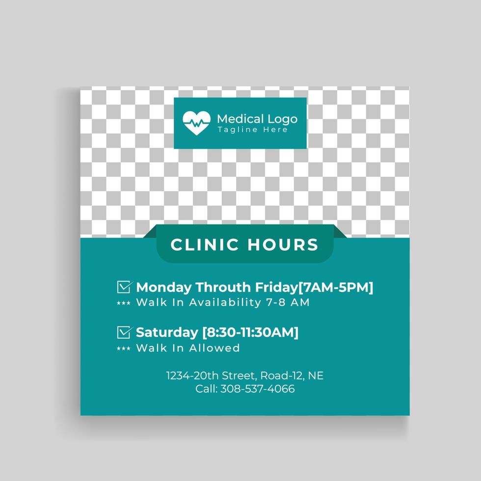 Medical Social Media Post Banner Design Template. vector