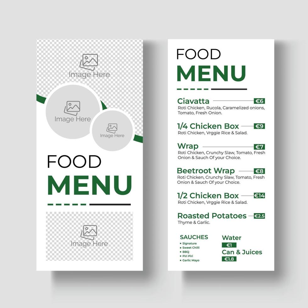 Food Menu Dl Flyer Or Rack Card Design Template vector