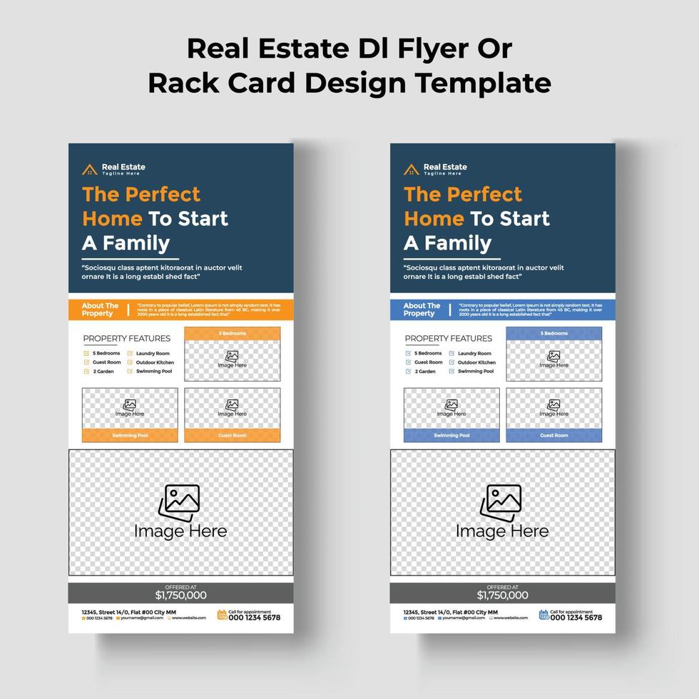 Real Estate Dl Flyer Or Rack Card Design Template vector