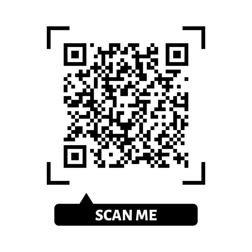 Scan me QR code design. QR code for payment, text transfer with scan me button. Vector illustration