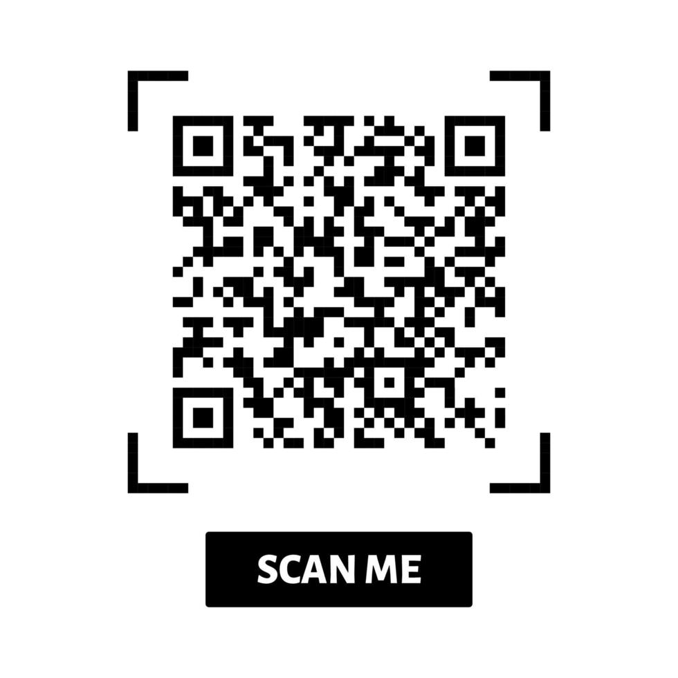 Scan me QR code design. QR code for payment, text transfer with scan me button. Vector illustration