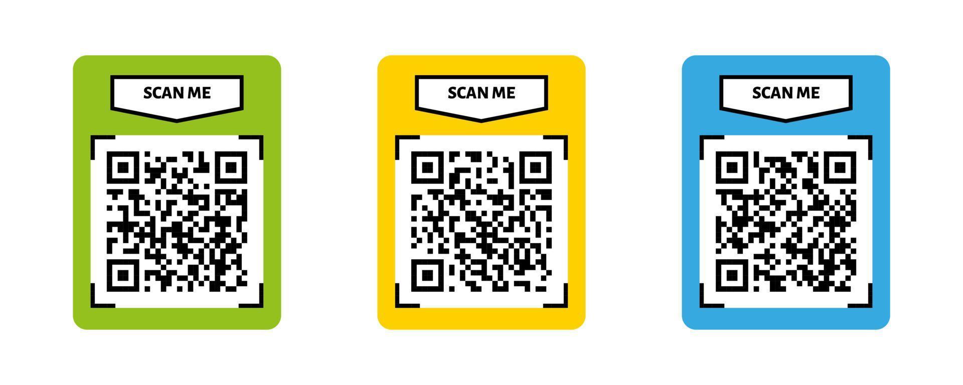 Scan me QR code design. QR code for payment, text transfer with scan me button. Vector illustration