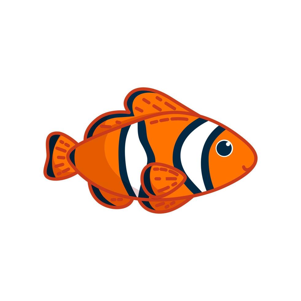Clownfish in white background. Vector illustration in cartoon style