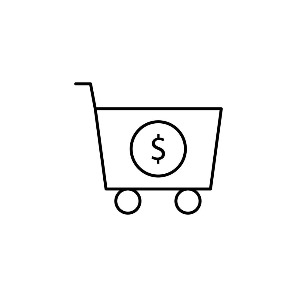 dinero, compras carretilla vector icono ilustración