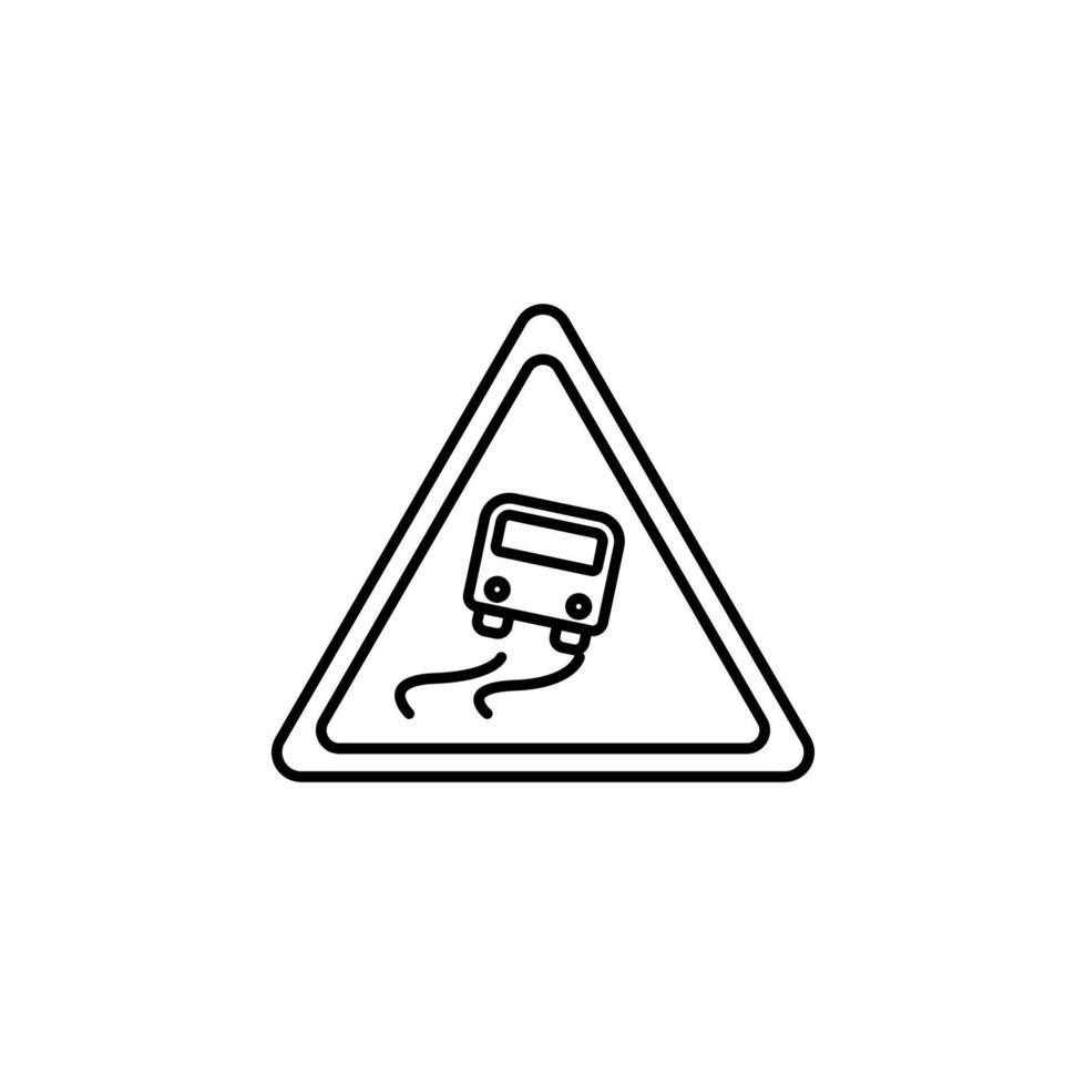 road sign slippery road vector icon illustration
