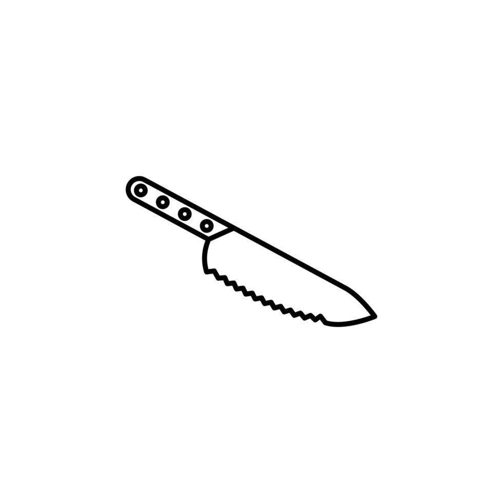 kitchen knife, utensil, sharp vector icon illustration