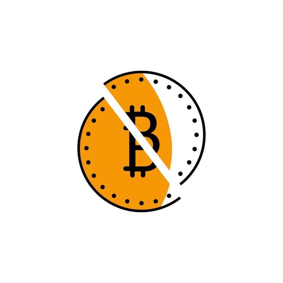 bitcoin, cryptocurrency, divide, halves vector icon illustration