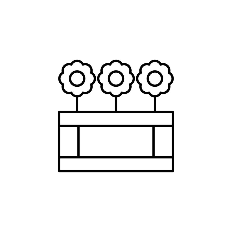 farm, box, flowers vector icon illustration
