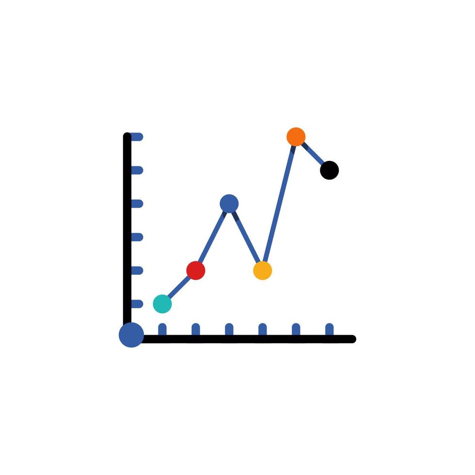 colored Infographic line chart vector icon illustration