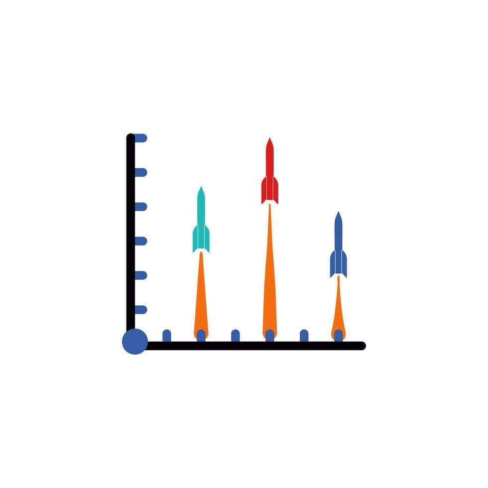 colored Infographic chart in rockets vector icon illustration
