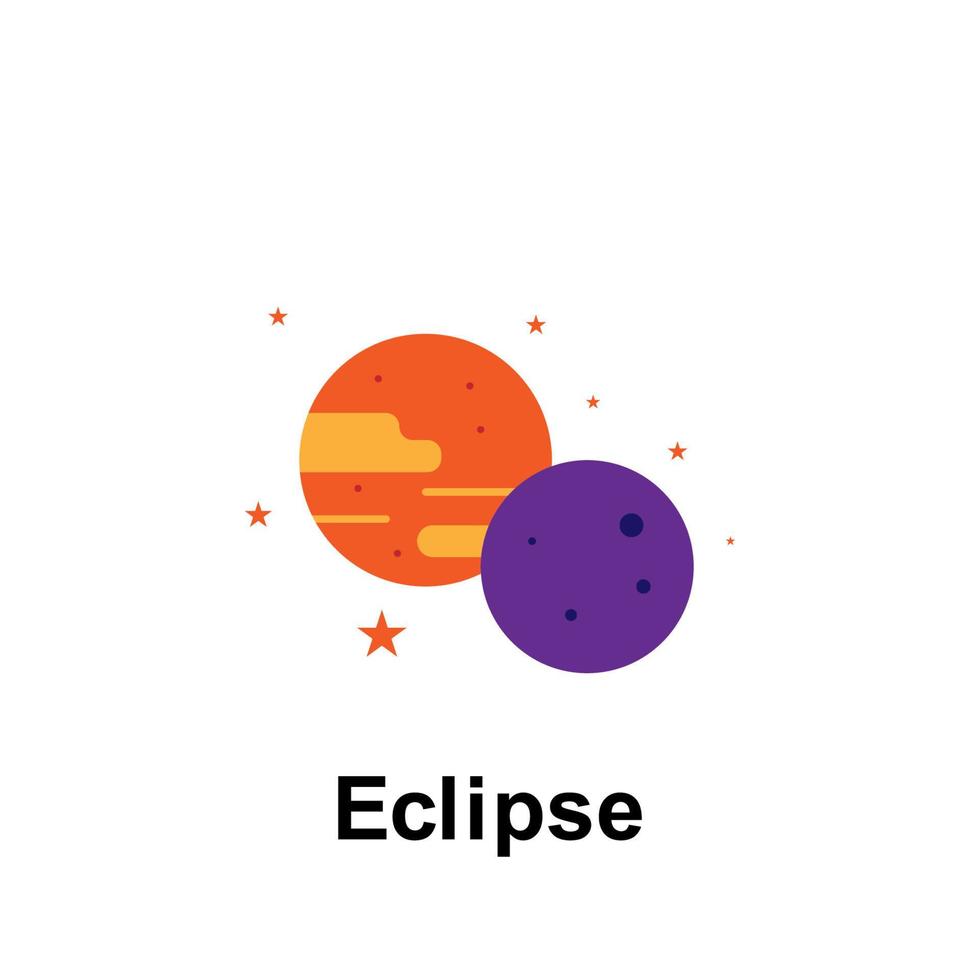 Space, eclipse color vector icon illustration