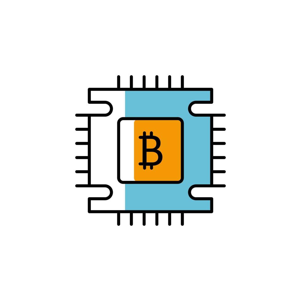 cpu, block chain, coin, cryptocurrency vector icon illustration