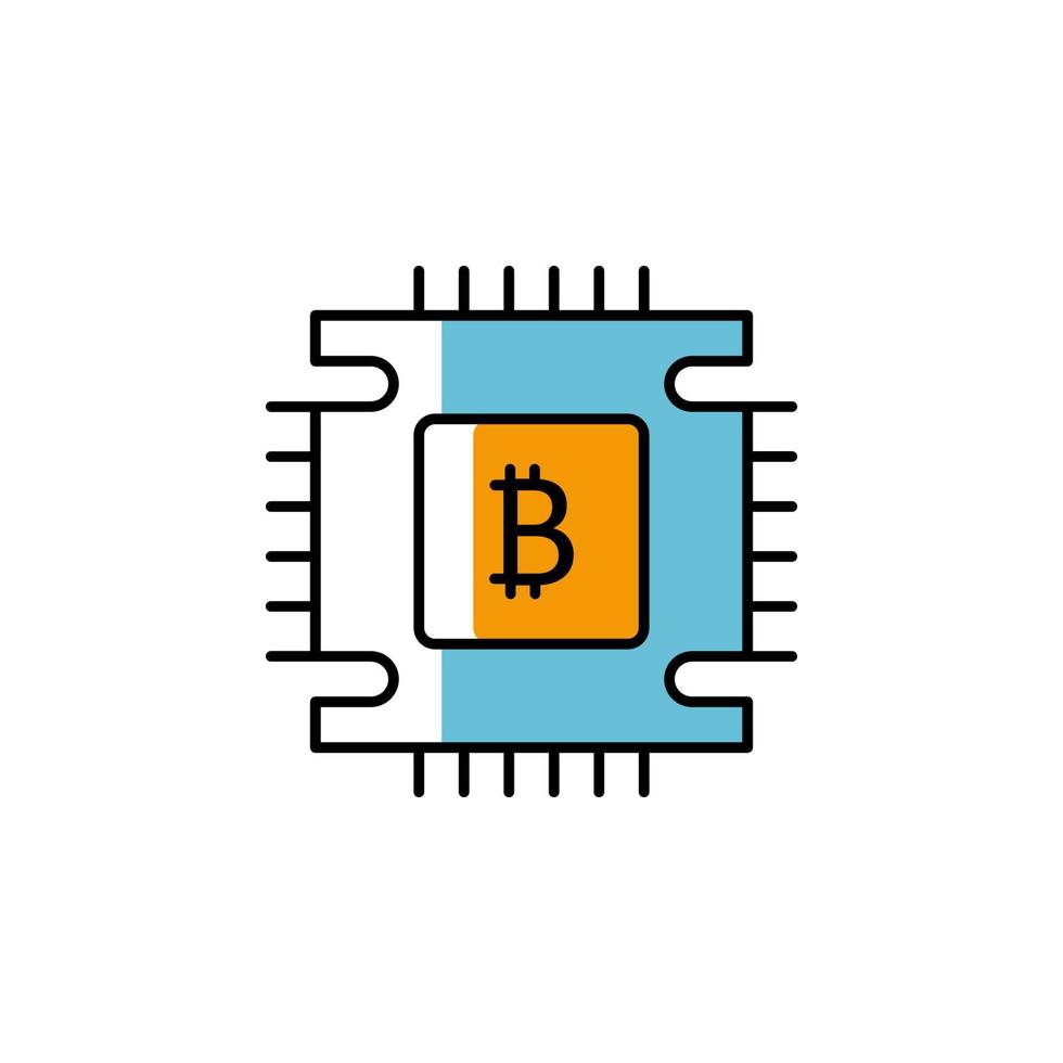 cpu, block chain, coin, cryptocurrency vector icon illustration