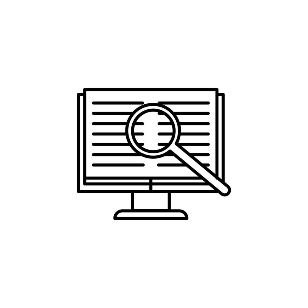 Magnifier and the book in monitor vector icon illustration
