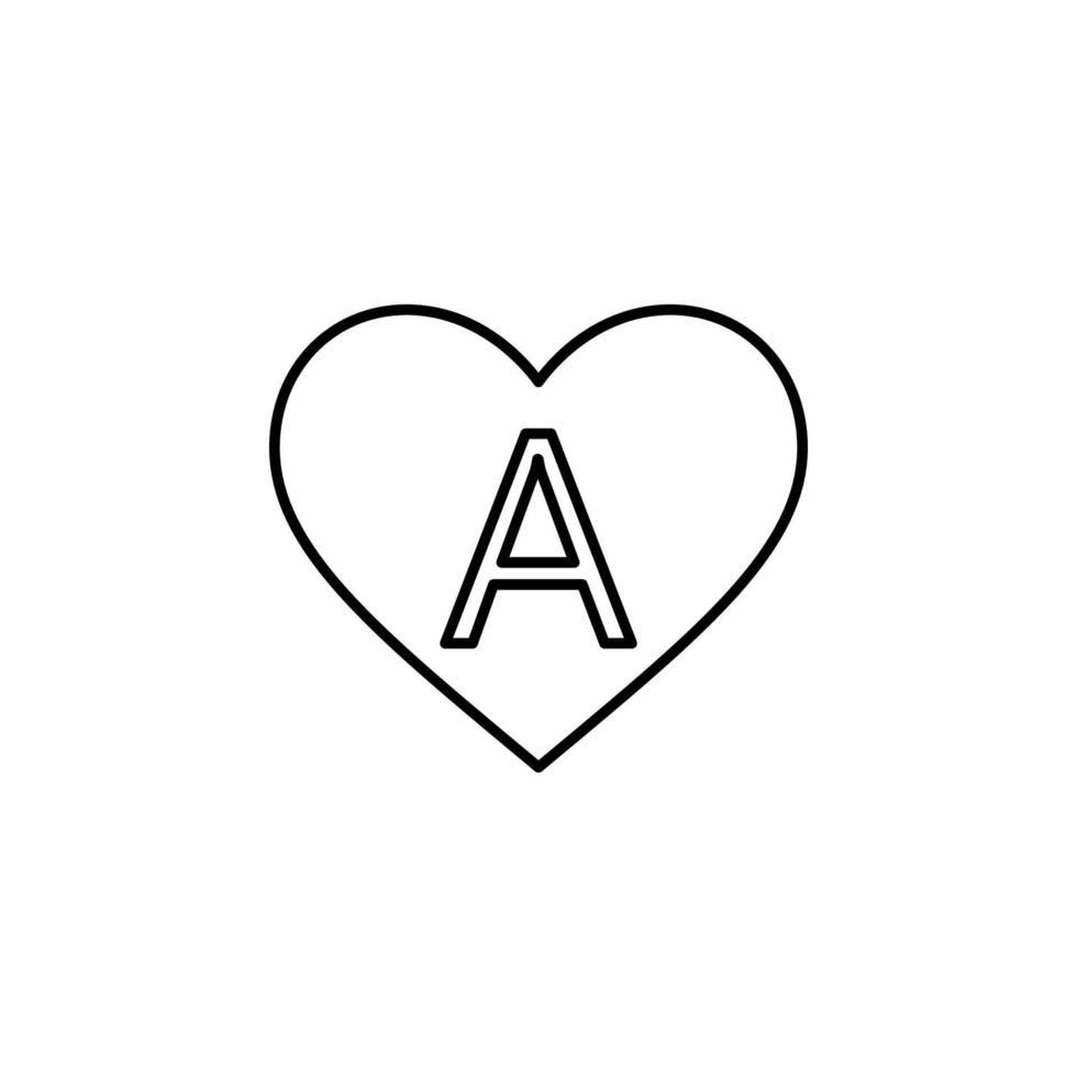 heart with letter A vector icon illustration