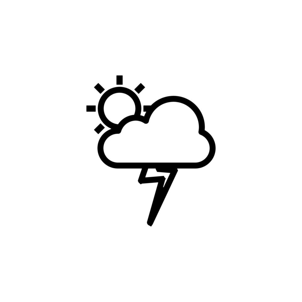 cloudy sun storm sign vector icon illustration