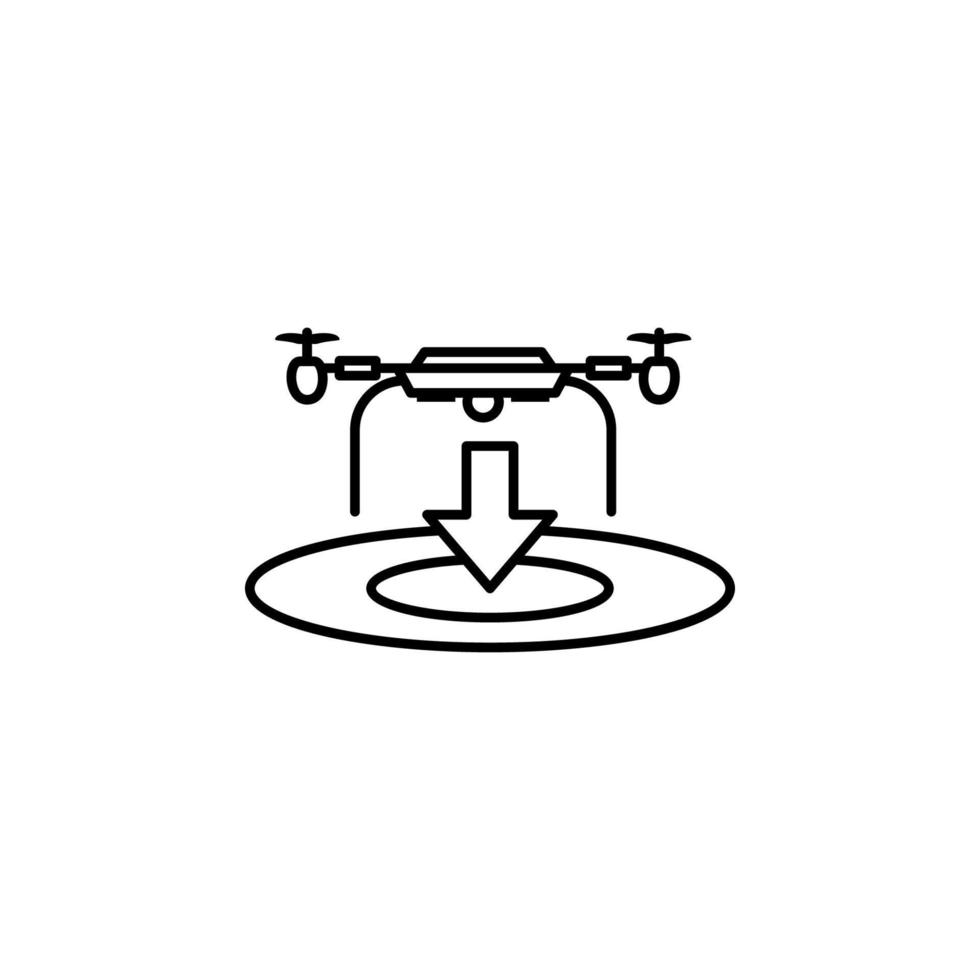 copter, drone, arrow down vector icon illustration
