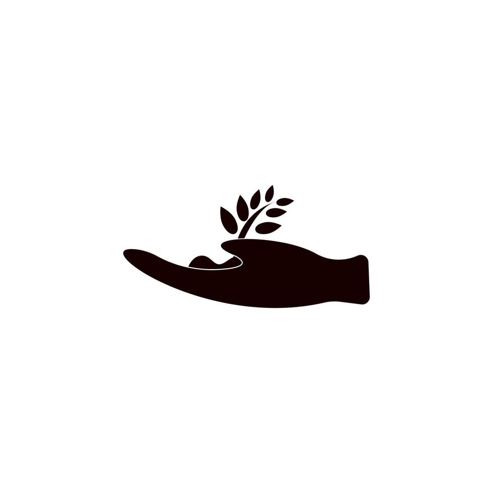 hand holds a plant germ vector icon illustration