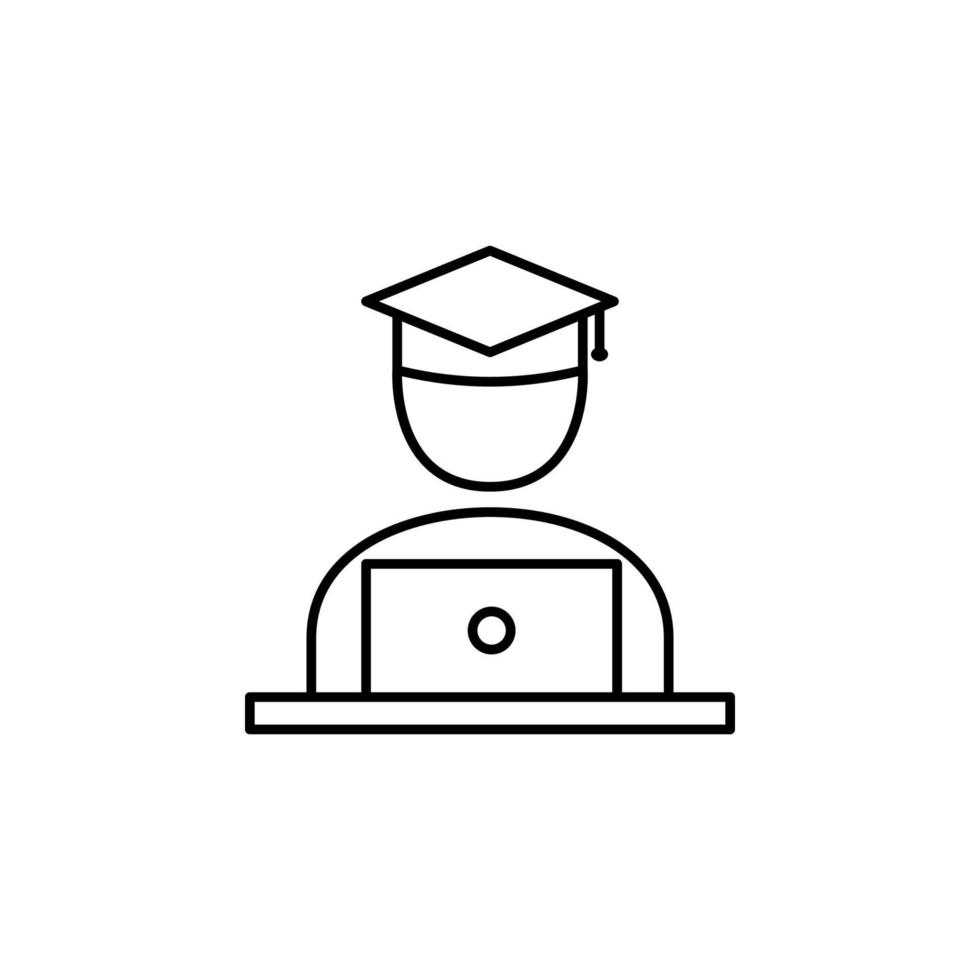 hat, laptop, student vector icon illustration