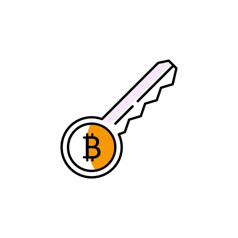 key, cryptocurrency, bitcoin, password vector icon illustration