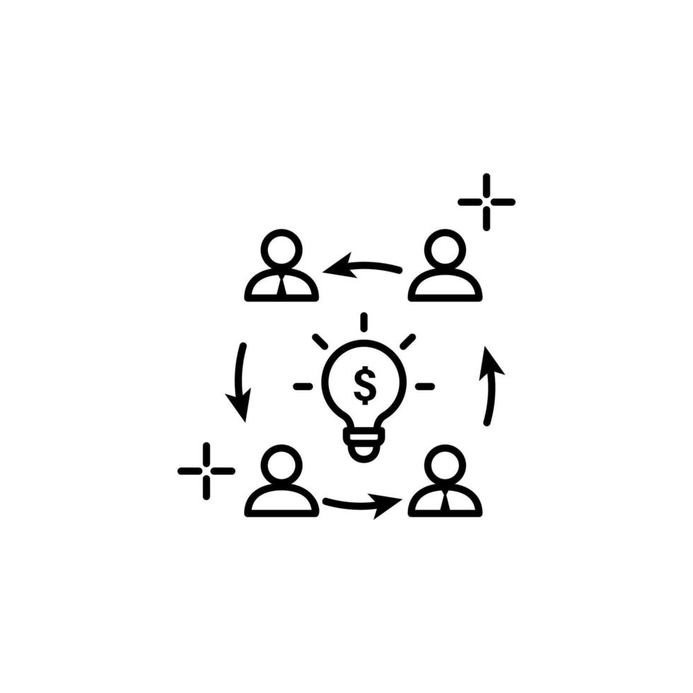 Teamwork business bulb vector icon illustration