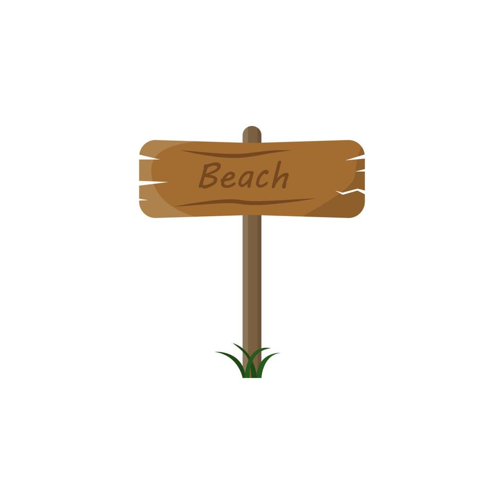 road sign to beach colored vector icon illustration