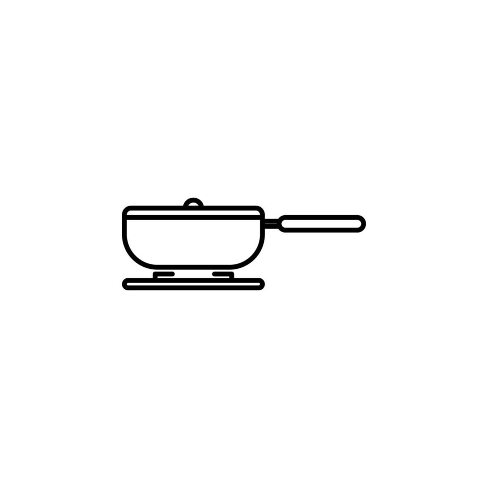 a frying pan on the stove vector icon illustration