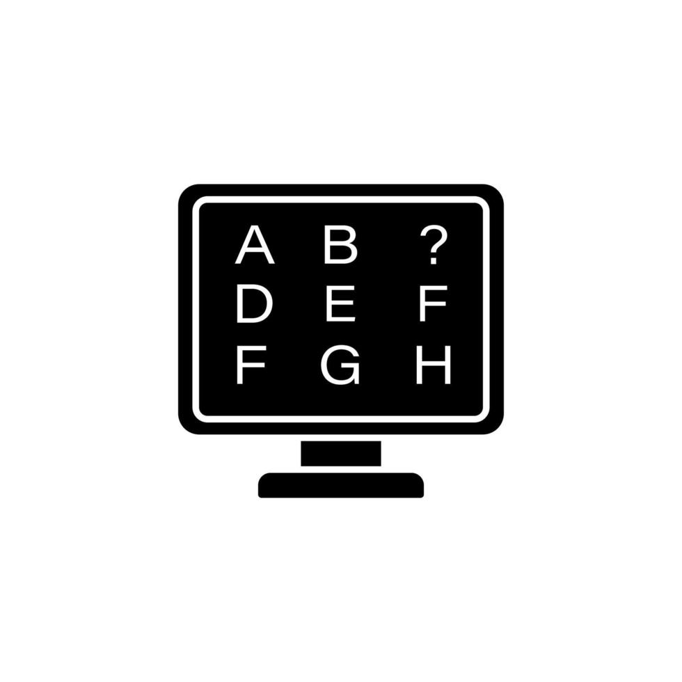 Computer pc letters iq test vector icon illustration