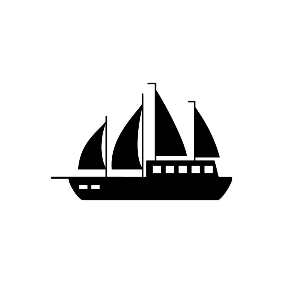 Water transport, sailing ship vector icon illustration