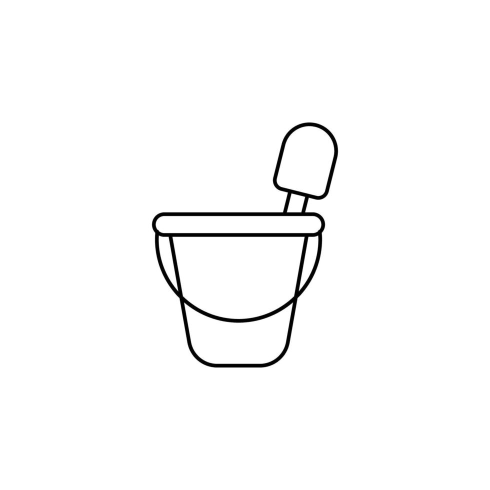 bucket and spatula line vector icon illustration