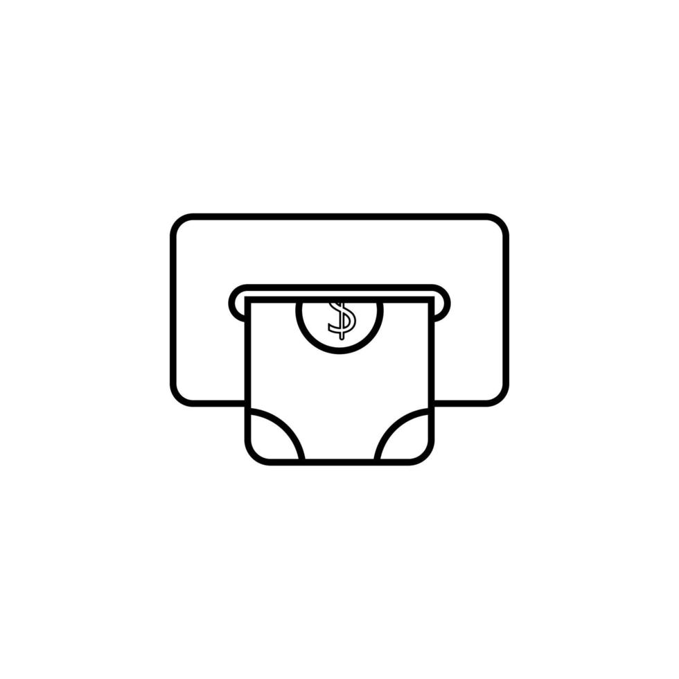 cash from ATM line vector icon illustration