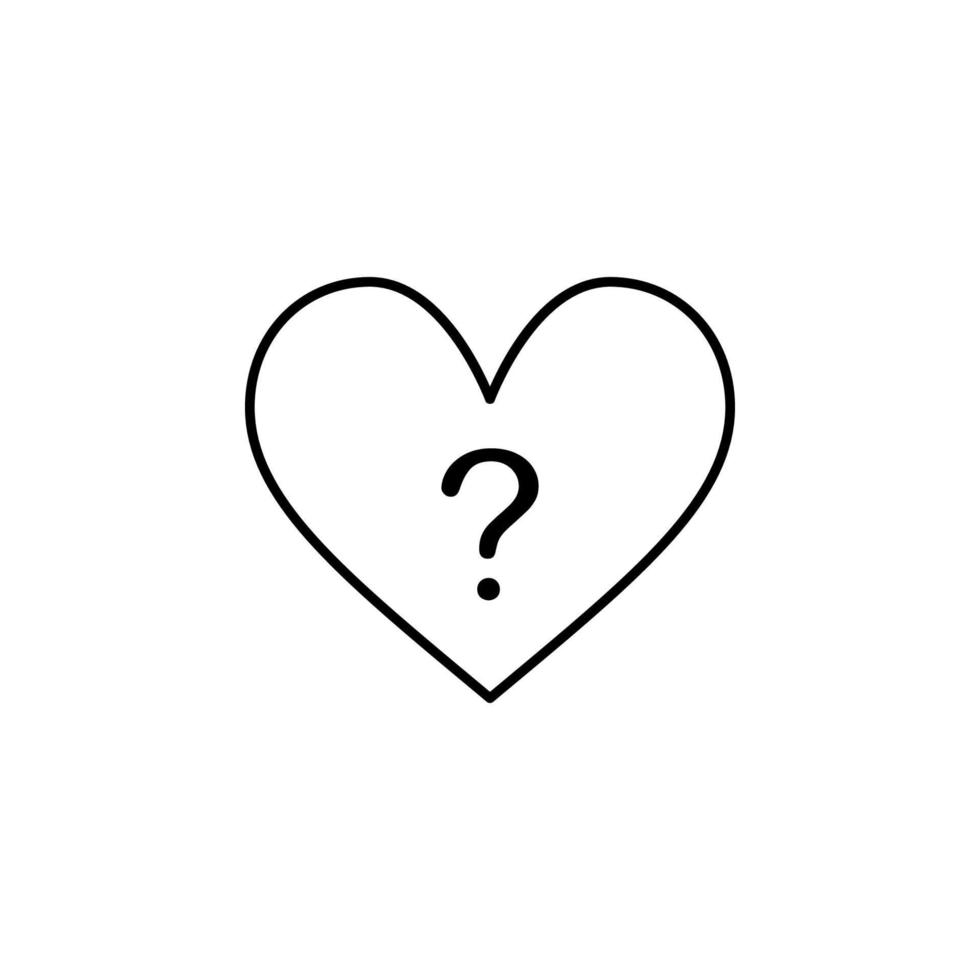 heart with question vector icon illustration