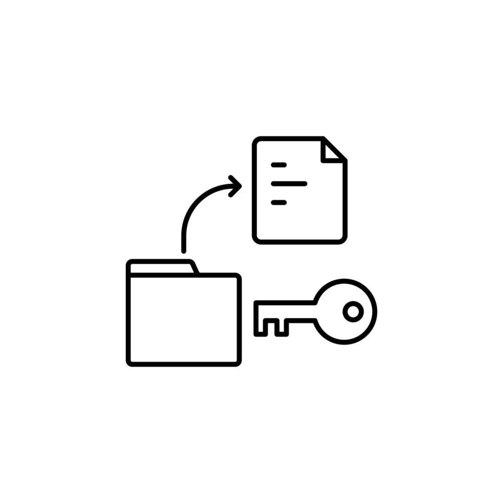 Folder, file, open, key vector icon illustration