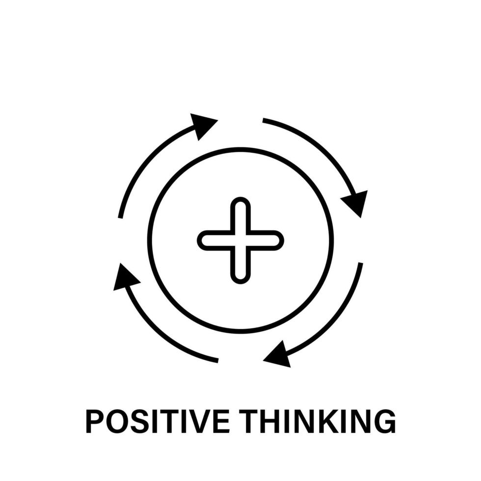 círculo, más, flechas, positivo pensando vector icono ilustración