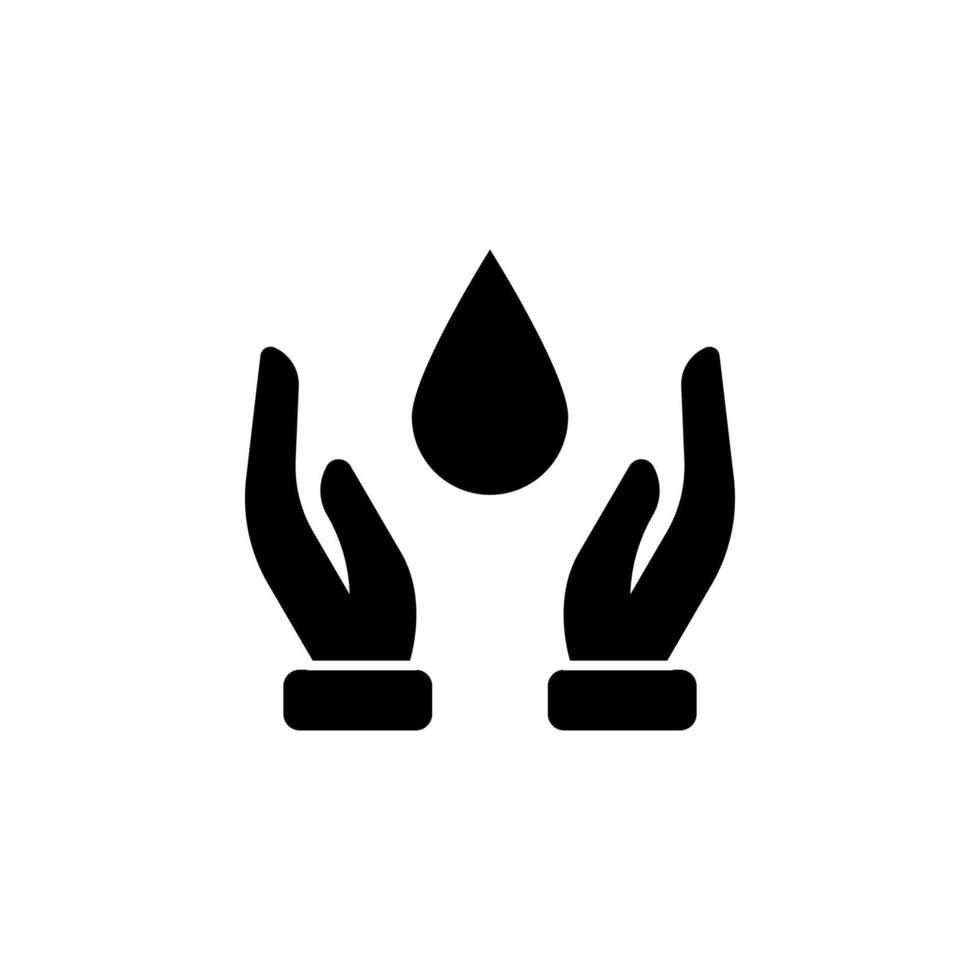 Hands, care, water drop vector icon illustration