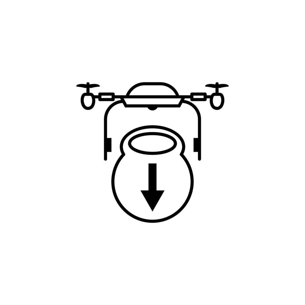 quadcopter, drone, cargo unload vector icon illustration