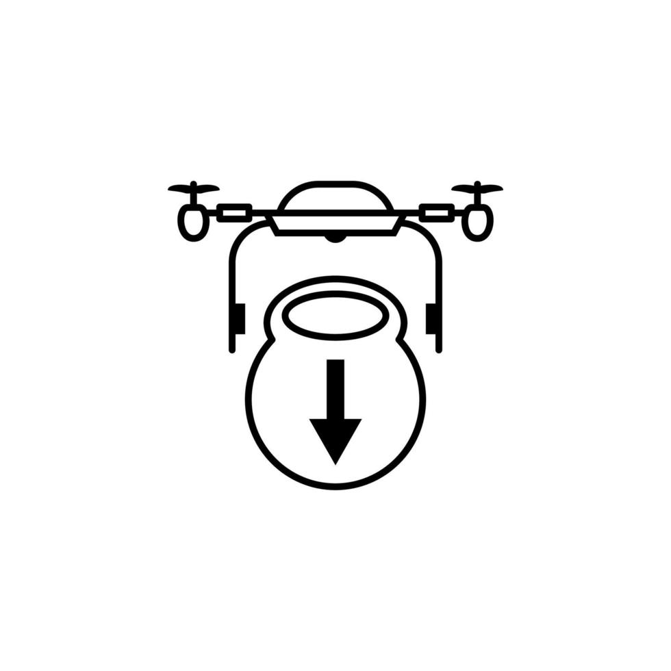 quadcopter, drone, cargo unload vector icon illustration