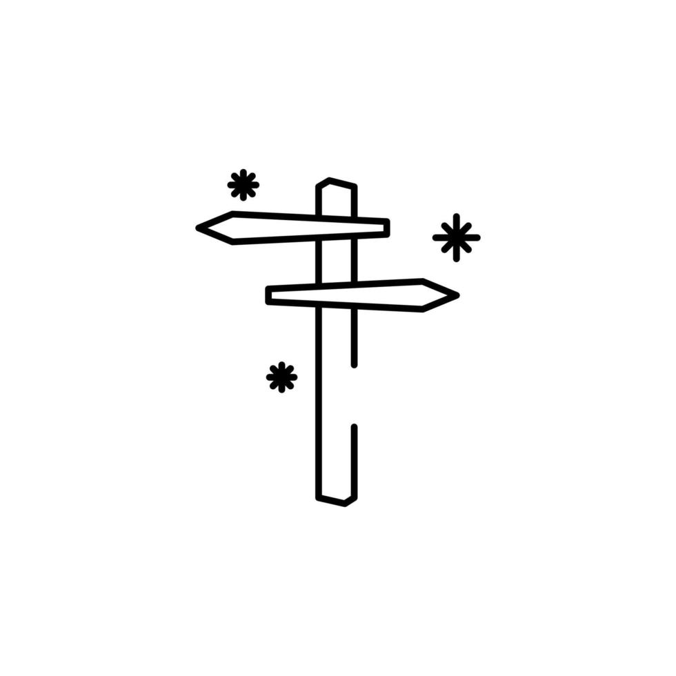 dirección tablero nieve concepto línea vector icono ilustración