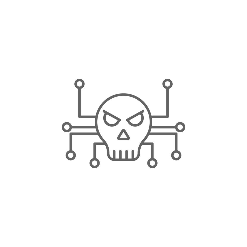skull, chip vector icon illustration