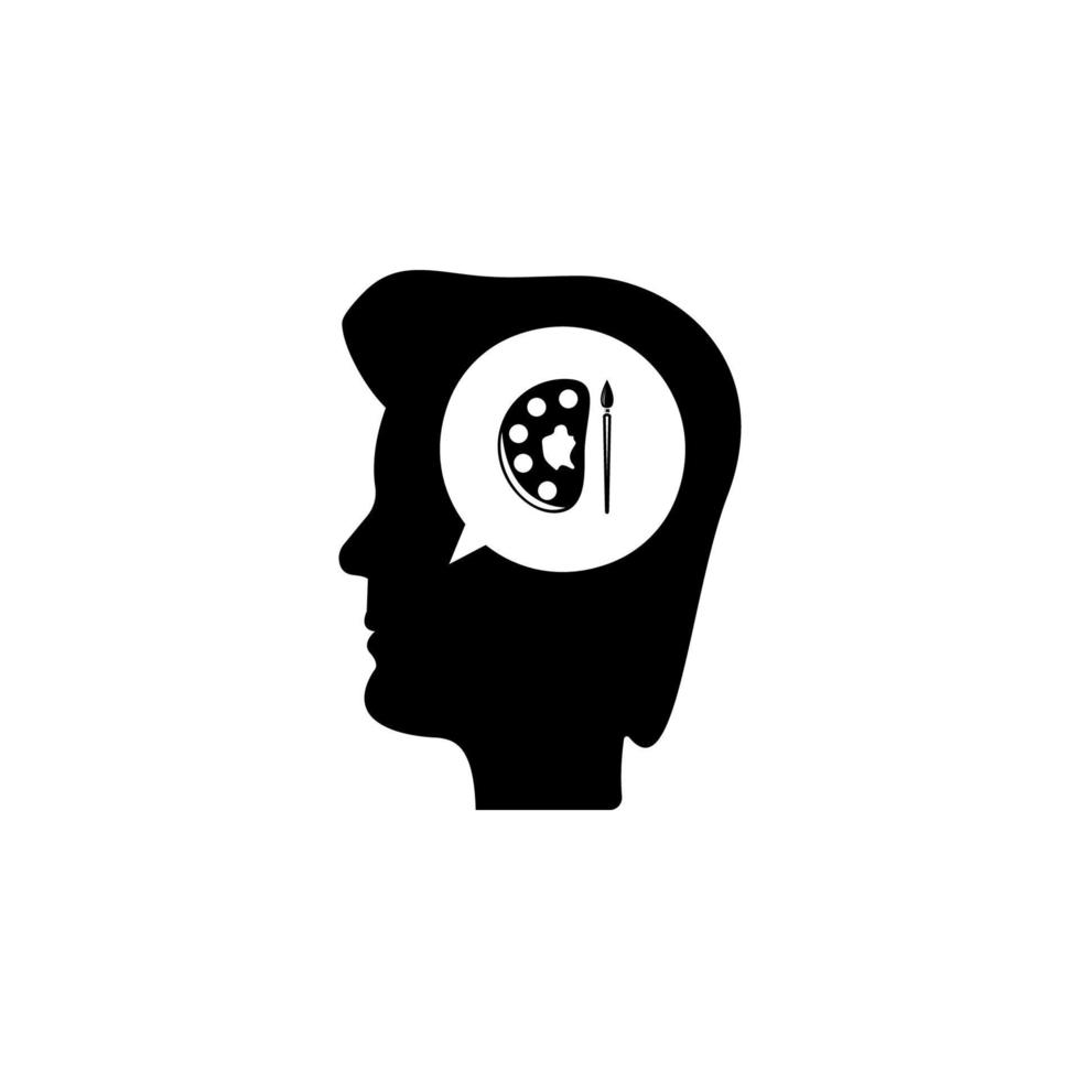 human head and palette vector icon illustration