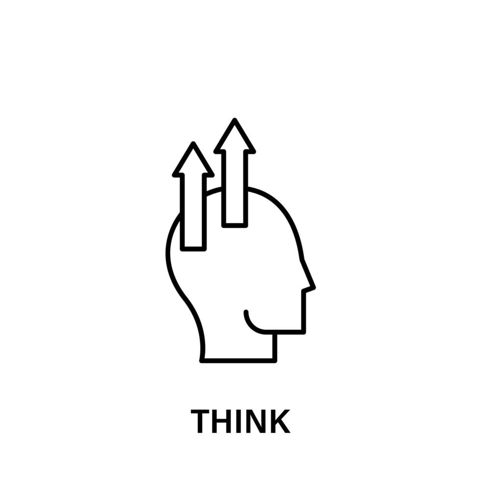 thinking, head, arrow, up, think vector icon illustration