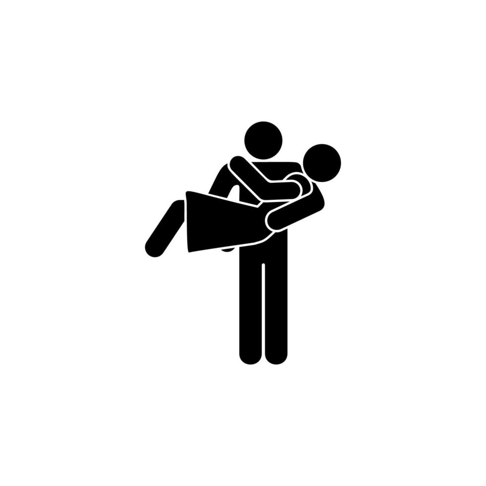 the guy is holding the girl in his arms vector icon illustration