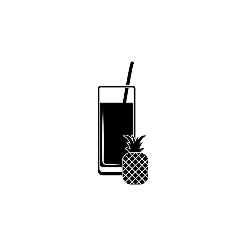 pineapple juice in a glass vector icon illustration