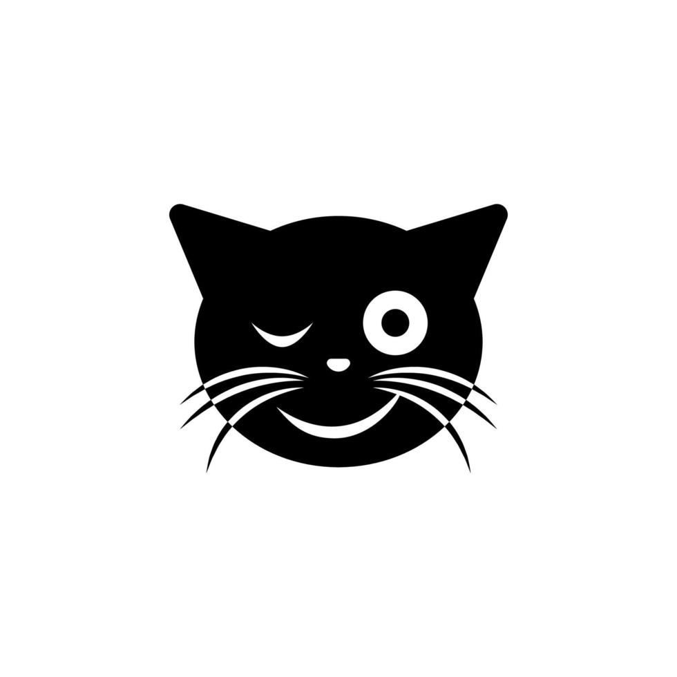 wink cat vector icon illustration