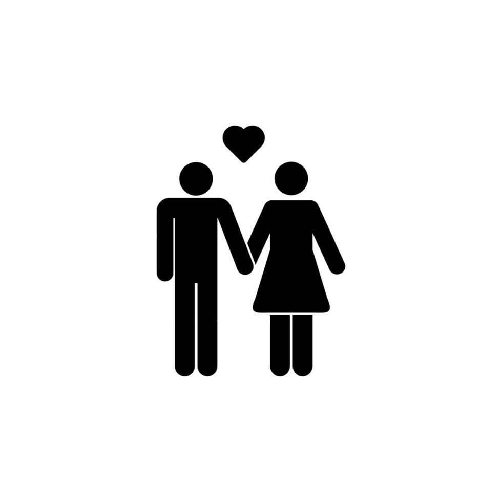 Couple holding hands and heart vector icon illustration